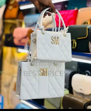 SM Quilted Tote Bag | 2-Piece Set (Small + Large) | Gold Logo
