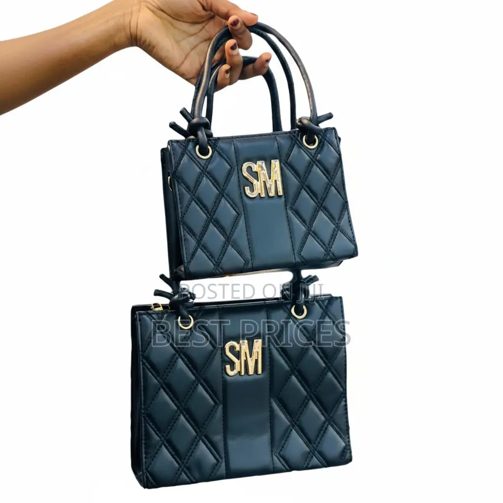 SM Quilted Tote Bag | 2-Piece Set (Small + Large) | Gold Logo