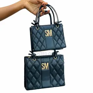 SM Quilted Tote Bag | 2-Piece Set (Small + Large) | Gold Logo