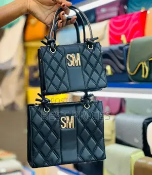 SM Quilted Tote Bag | 2-Piece Set (Small + Large) | Gold Logo