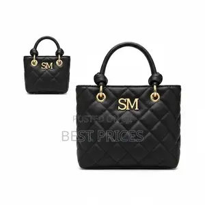 SM Quilted Tote Bag | 2-Piece Set (Small + Large) | Gold Logo