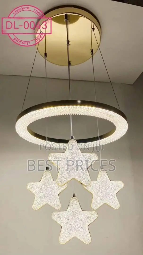 DL-0043 Modern LED Crystal Ring Chandelier with Star Pendants