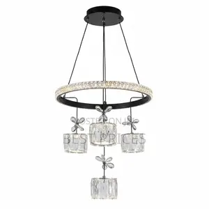 DL-0040 Modern LED Crystal Ring Chandelier with Crystal Pendants
