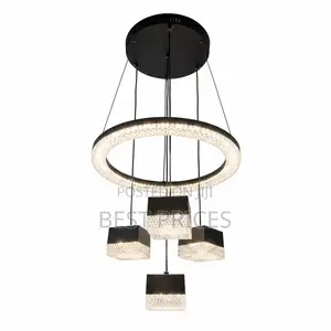 DL-0034 Modern LED Crystal Ring Chandelier with Square Pendants
