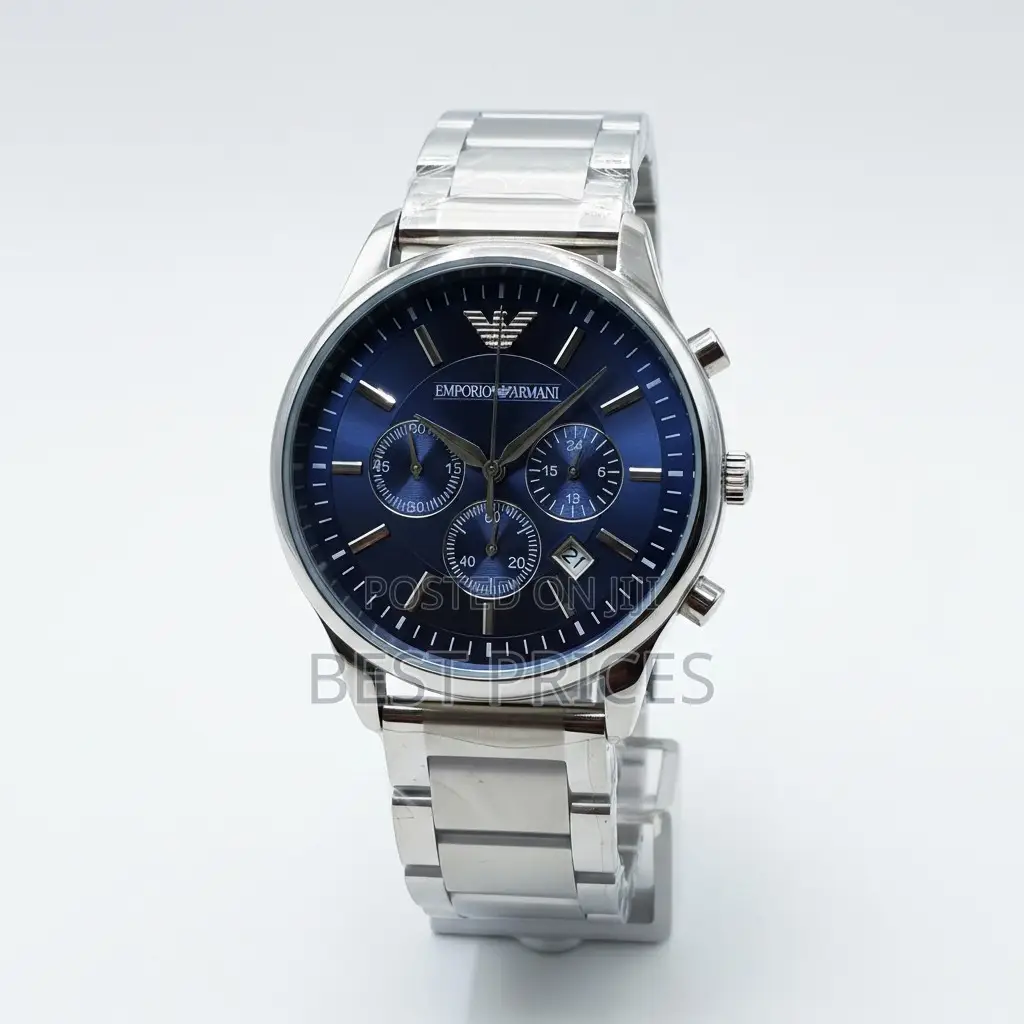 Emporio Armani AR2448 Men's Chronograph Wristwatch - Blue Dial