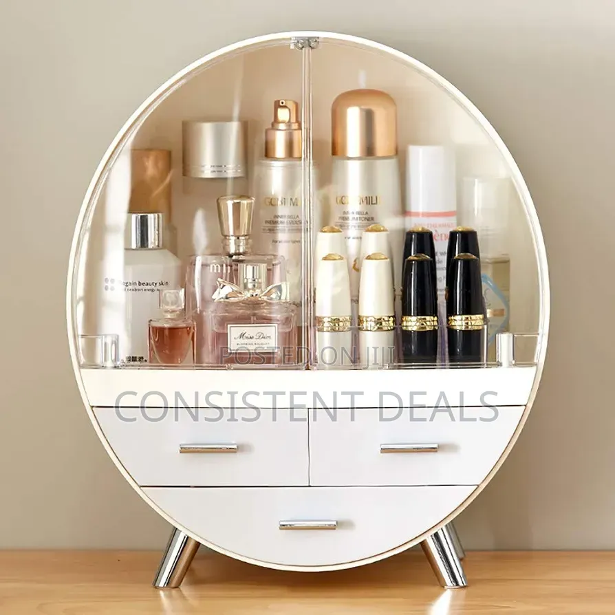 Makeup Organiser Round Dustproof Cosmetics Storage Box