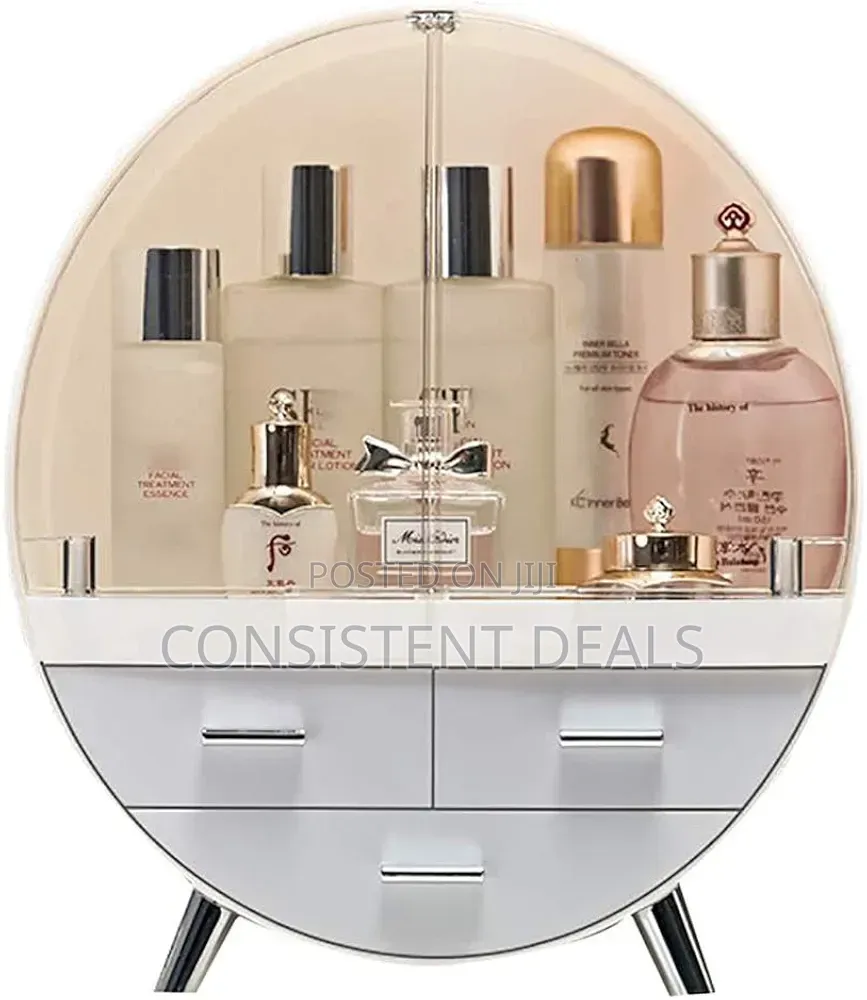 Makeup Organiser Round Dustproof Cosmetics Storage Box