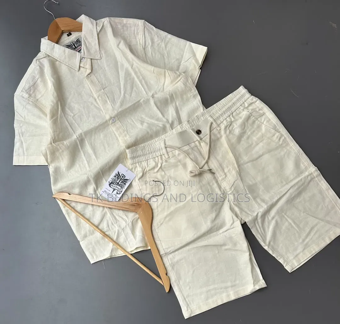 Linen Two Piece Cream and Brown