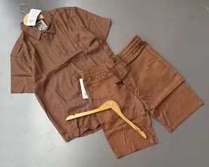 Linen Two Piece Cream and Brown