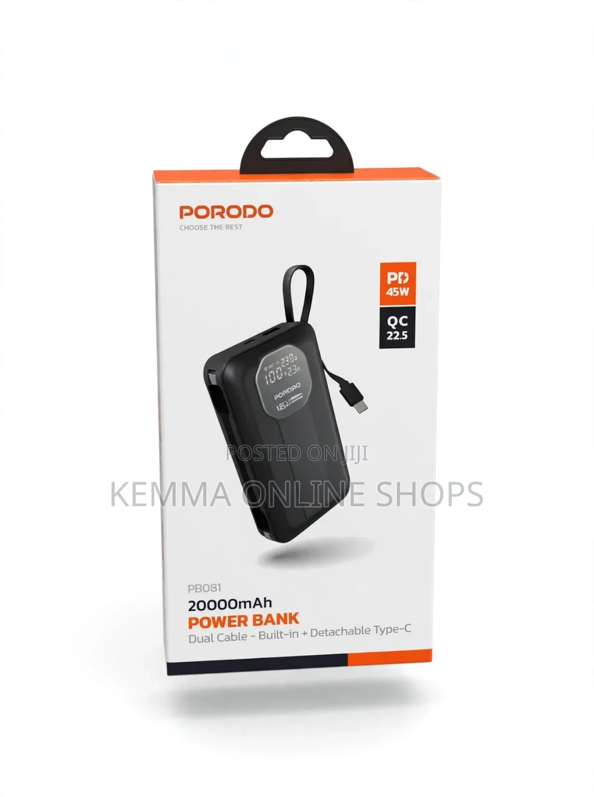 Porodo 20,000mAh Super Fast Power Bank (45W PD / 22.5W QC) - Brand New