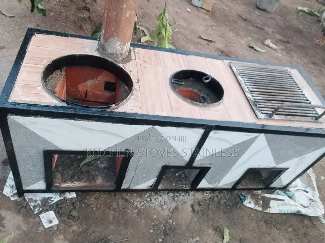 2-Burners One Using Charcoal and the Other Using Firewood With a Grill