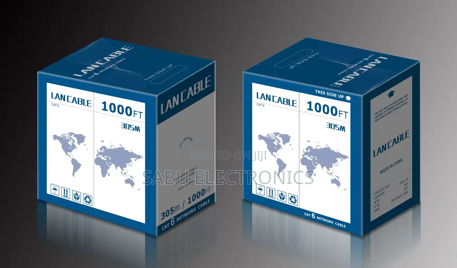 High Quality Indoor Cat6 Cable- 305m - 1000ft- Light Grey