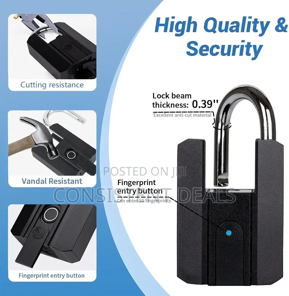 Smart Fingerprint Padlock With APP & Bluetooth, Heavy Duty