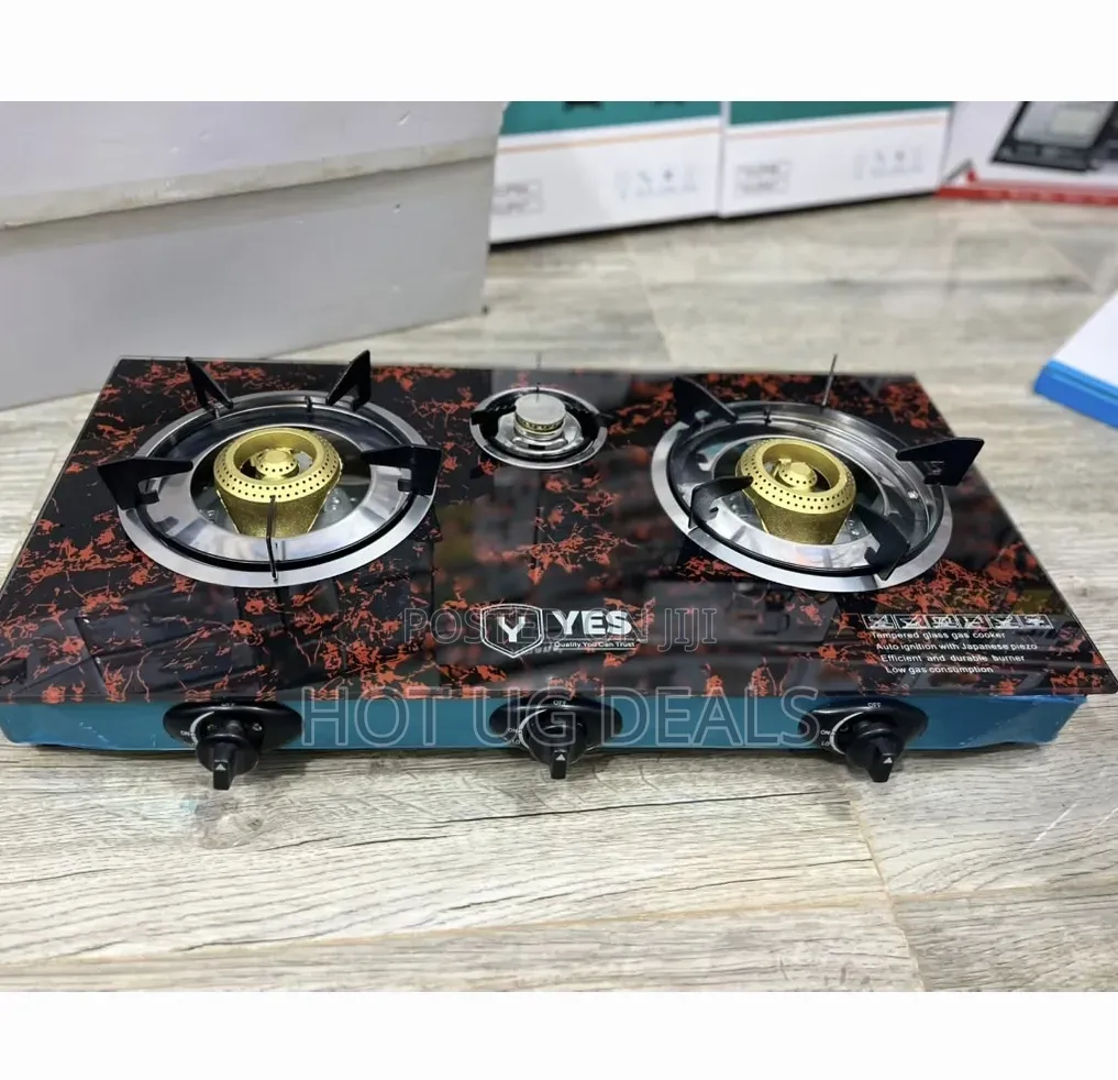 3-Burner Tempered Glass Gas Cooker – Auto-Ignition