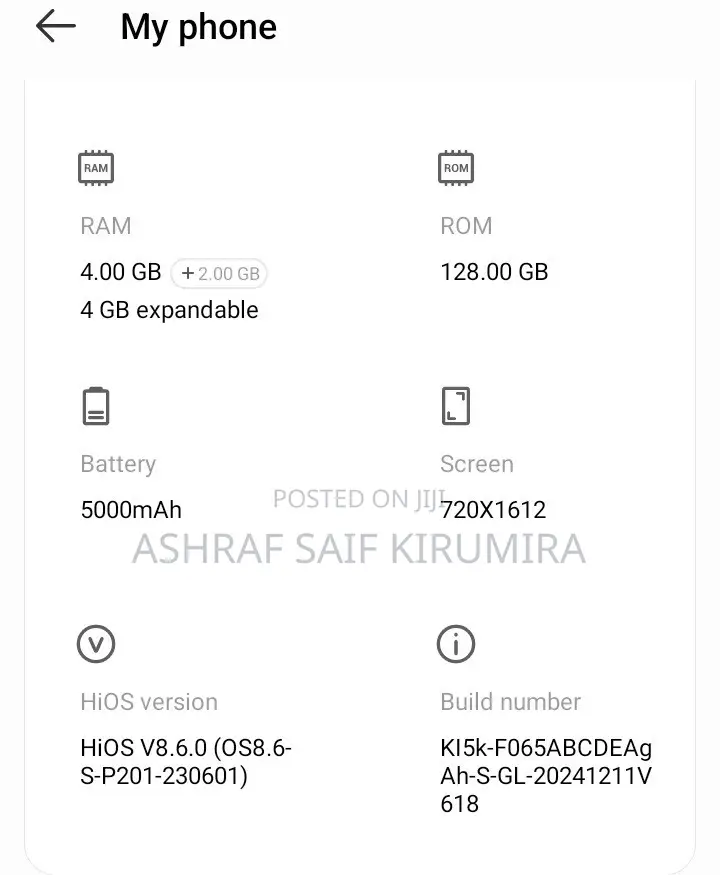 Tecno Spark 10C 128 GB Graphite