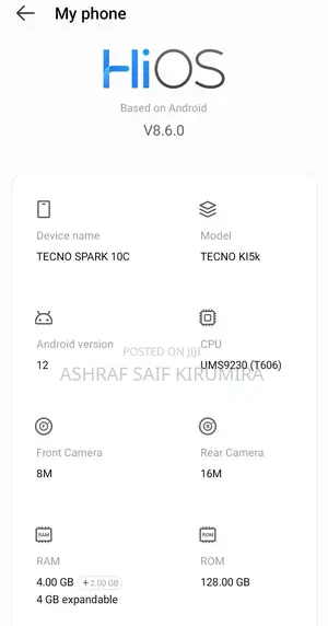 Tecno Spark 10C 128 GB Graphite