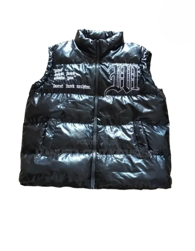 Shiny Black Puffer Vest