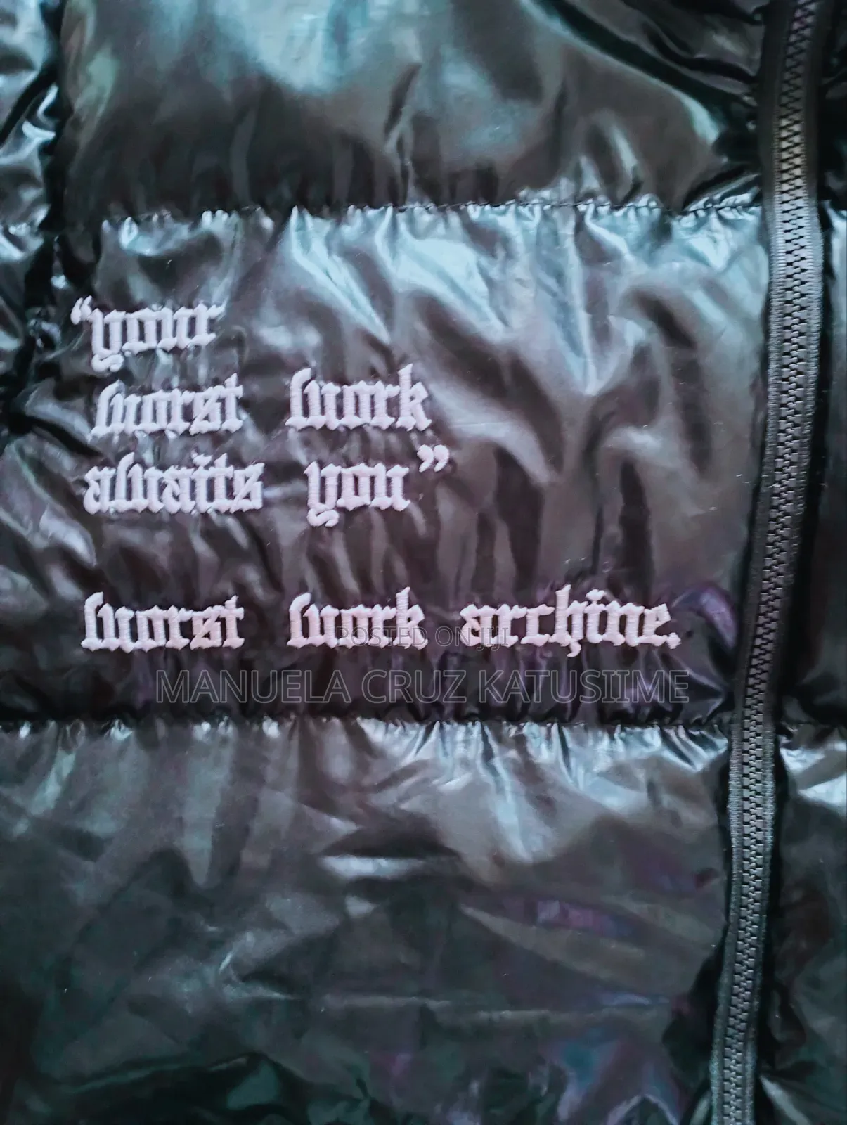 Shiny Black Puffer Vest