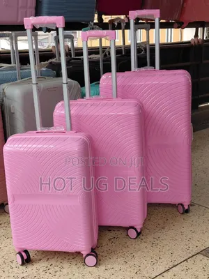 3-Piece Unbreakable Rubber Travel Suitcase Set – Pink Waterproof
