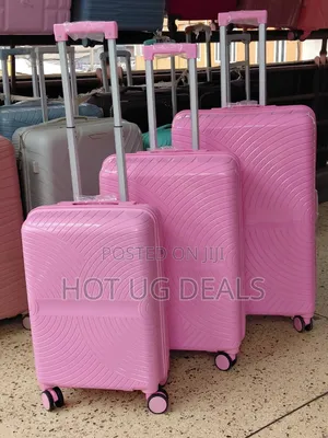3-Piece Unbreakable Rubber Travel Suitcase Set – Pink Waterproof