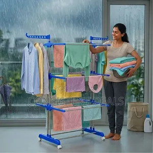 Stainless Steel Clothes 3 Rack Hanger - (Blue