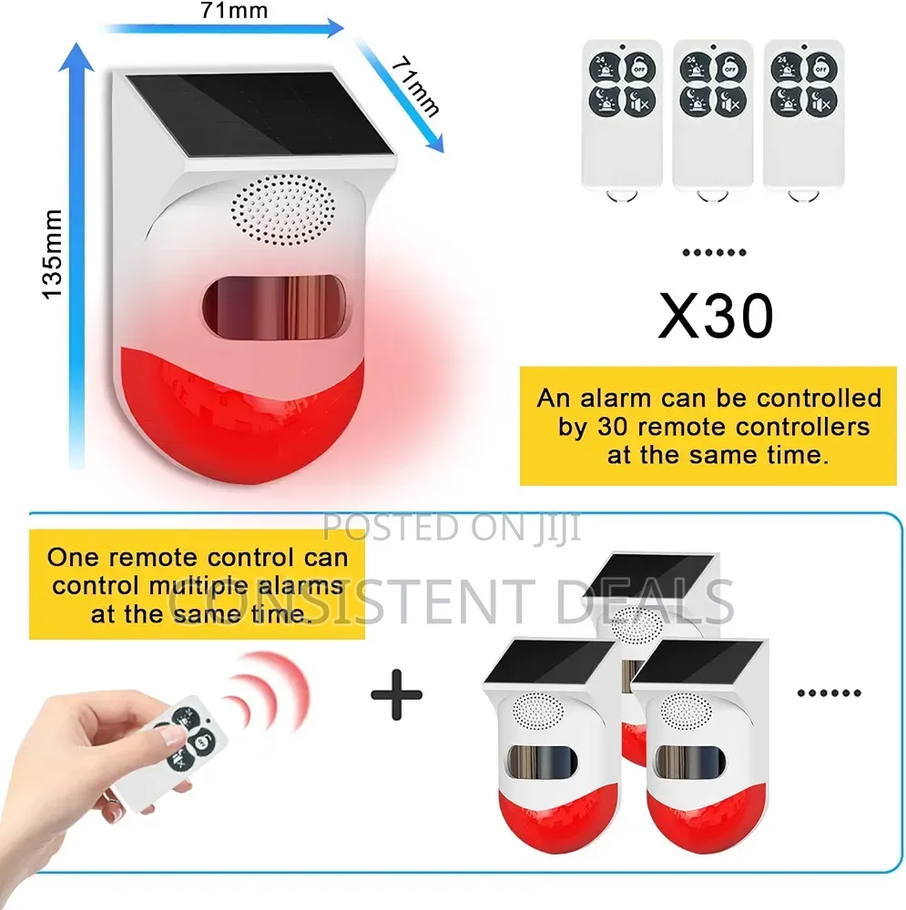 Solar Sound & Strobe Light Alarm With Motion Detector