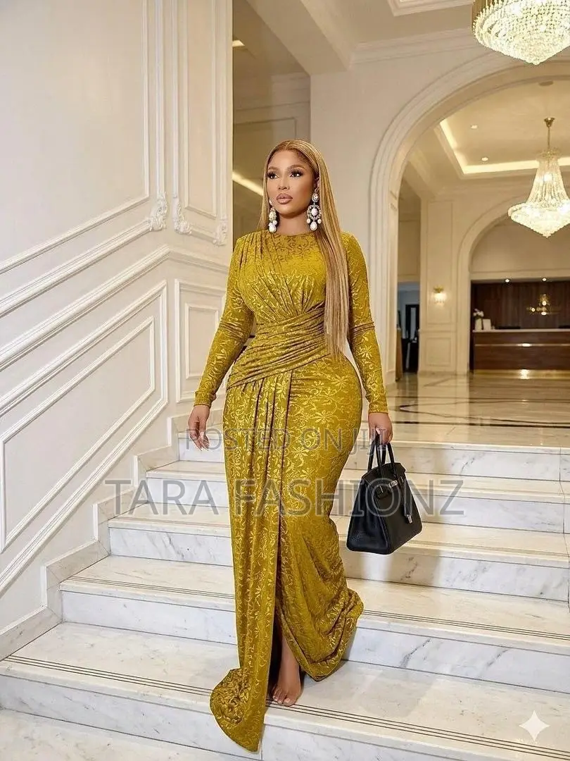 Long Sleeve Ruched Luxurious Maxi Dress