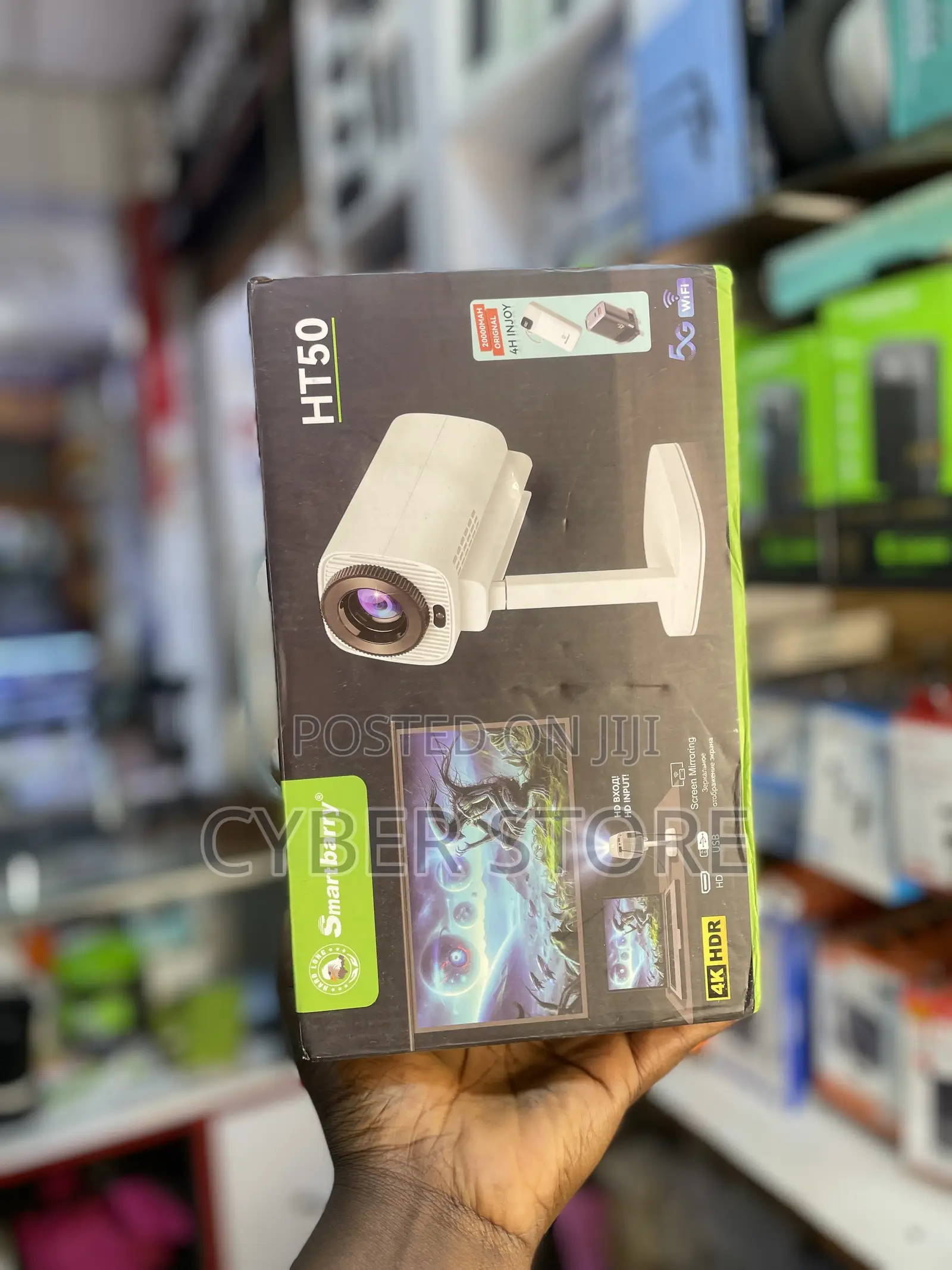 Smartbarry HT50, a Portable 4K HDR Smart Projector.