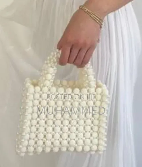 Pearl-Beaded Top Handle Handbag