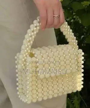 Pearl-Beaded Top Handle Handbag