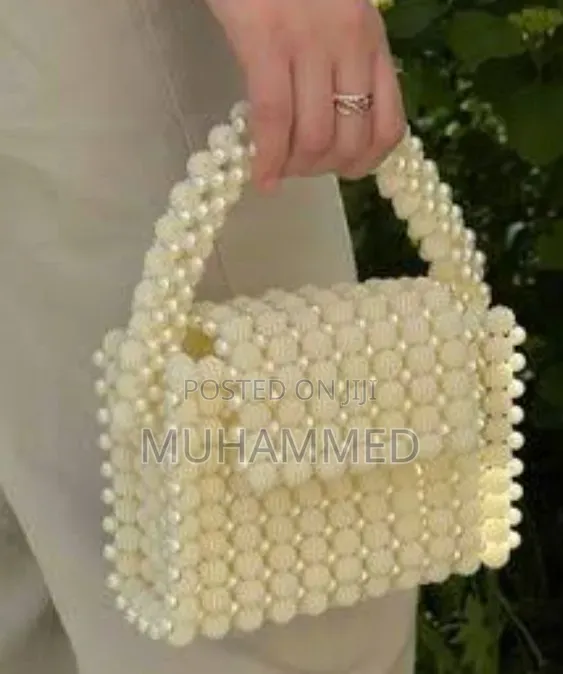 Pearl-Beaded Top Handle Handbag