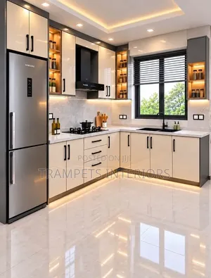 Kitchen Cabinet With Aluminum Glass Shutters for Modern Homes Call Now