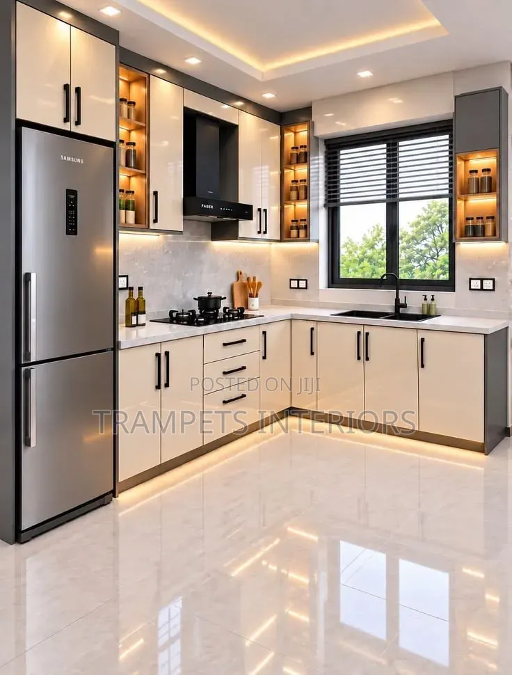 Kitchen Cabinet With Aluminum Glass Shutters for Modern Homes Call Now