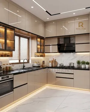 Kitchen Cabinet With Aluminum Glass Shutters for Modern Homes Call Now