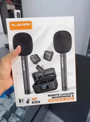 Plokama Wireless Remote Lavalier Microphone and Handheld Stick Set