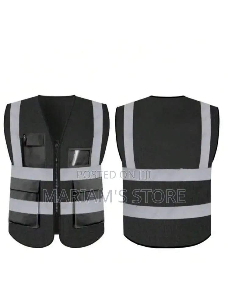 Black Safety Vest With Silver Reflective Strips