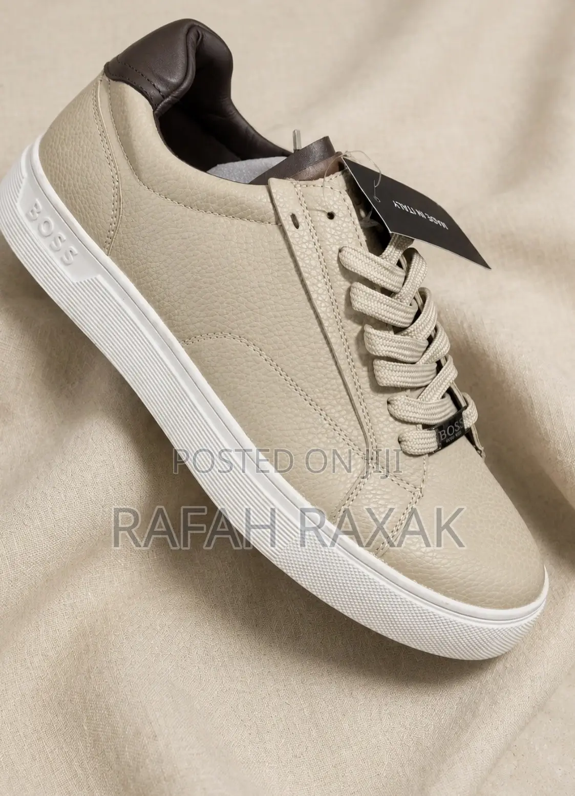 Original Men’s Beige Hugo Boss Casual Leather Sneakers