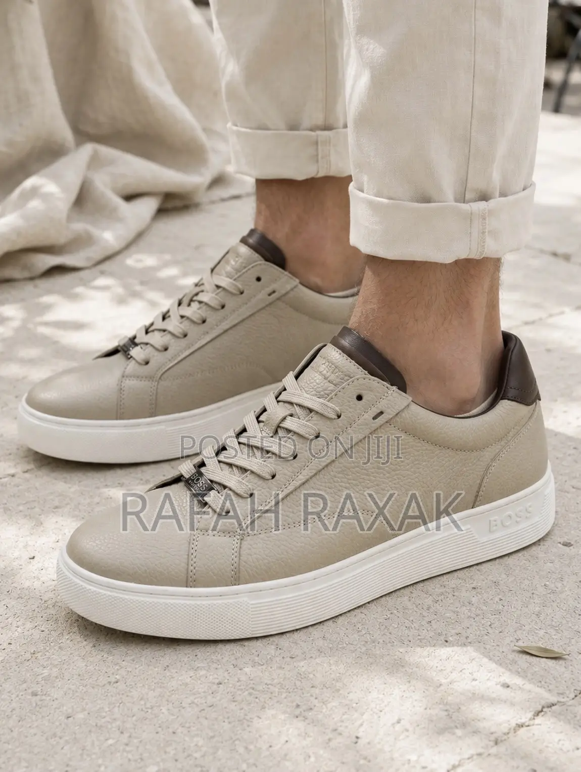 Original Men’s Beige Hugo Boss Casual Leather Sneakers