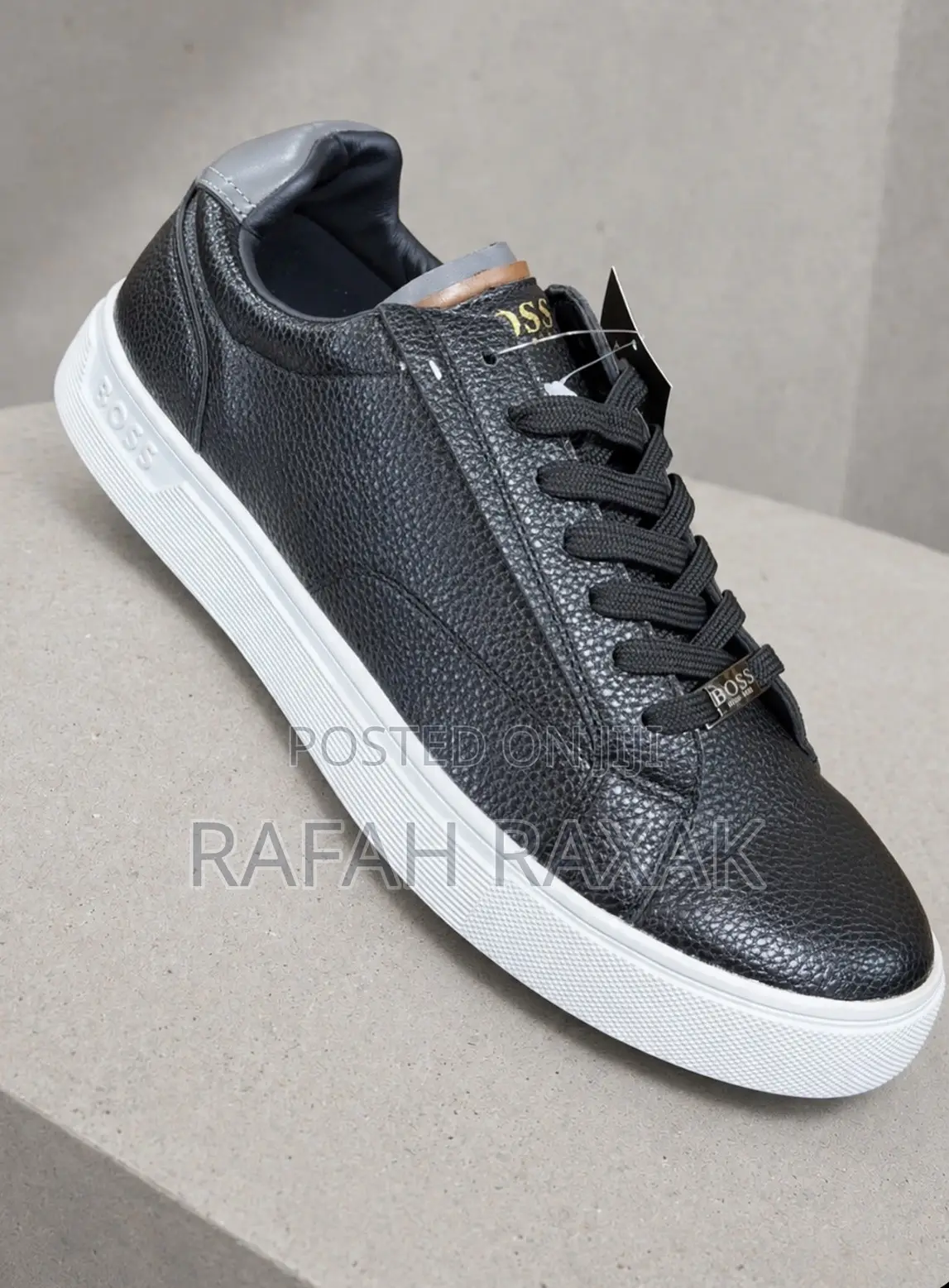 Men’s Classic Black/White Hugo Boss Casual Leather Sneakers