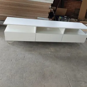 Golden Leg TV Stand Unit /Modern White With 3 Staps on Middle Park