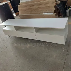 Golden Leg TV Stand Unit /Modern White With 3 Staps on Middle Park