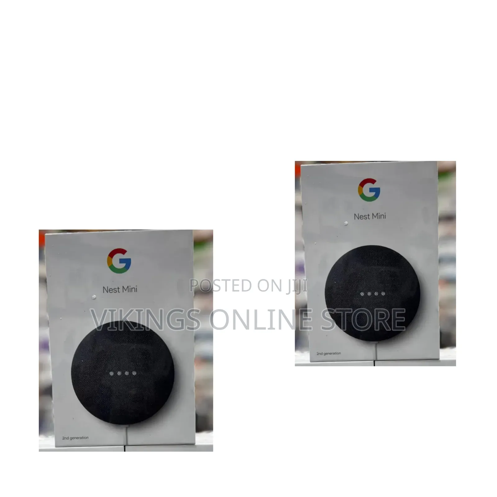 Mini (2nd Generation) Smart Speaker in a Dark Grey/Charcoal Color.