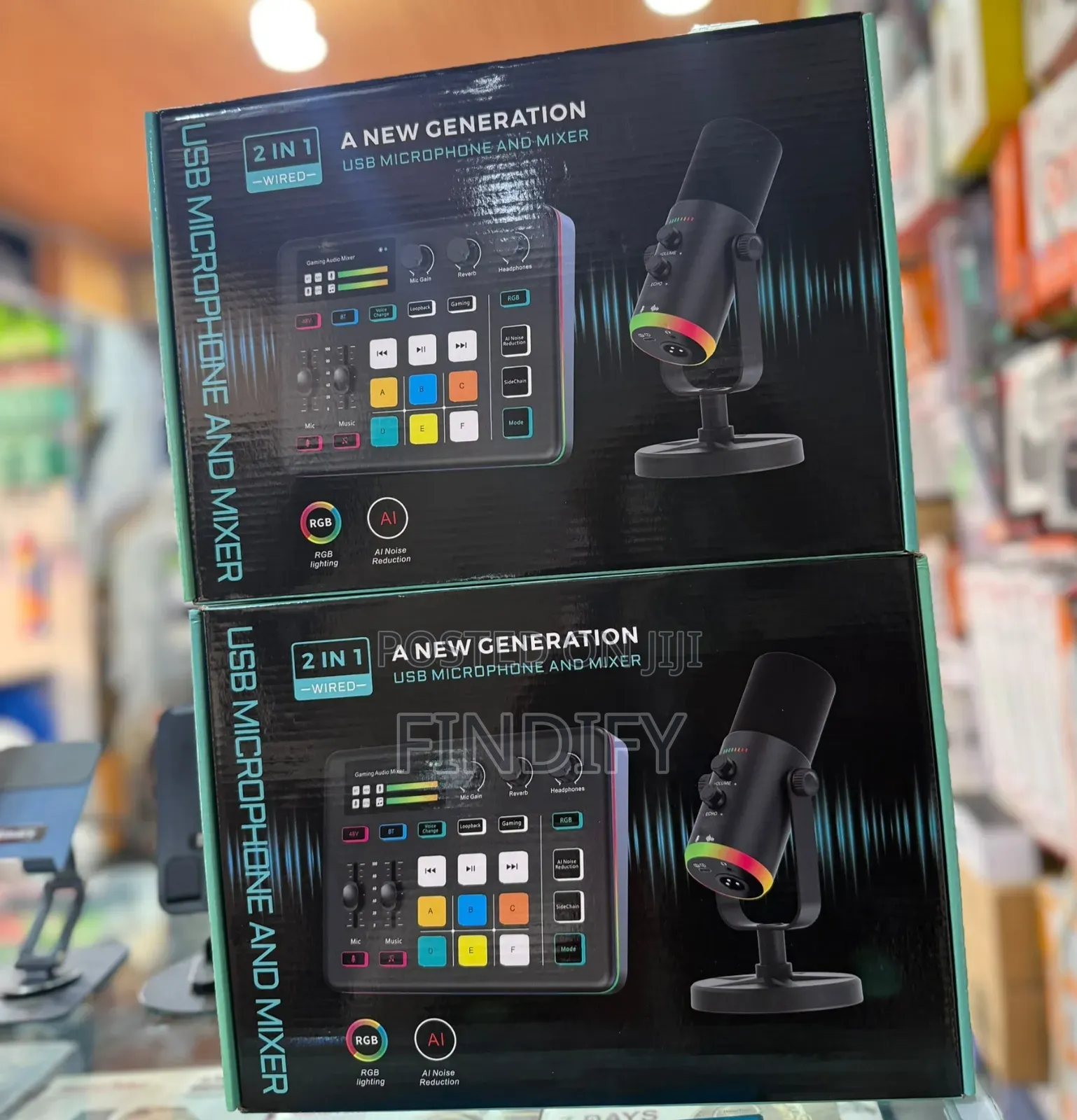 2-in-1 USB Microphone and Gaming Audio Mixer Bundle RGB Dynamic