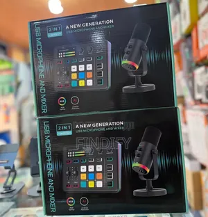 2-in-1 USB Microphone and Gaming Audio Mixer Bundle RGB Dynamic