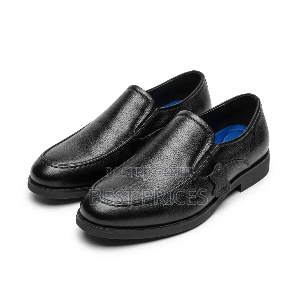 Men's Black Pebbled Leather Slip-On Shoes