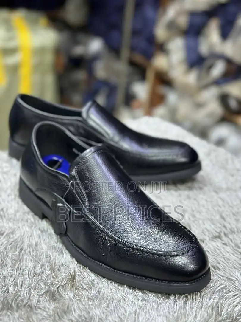 Men's Black Pebbled Leather Slip-On Shoes