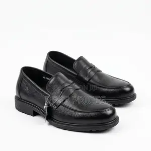 Men's Black Pebbled Leather Penny Loafers