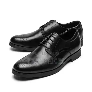 Men's Black Leather Brogue Derby Shoes