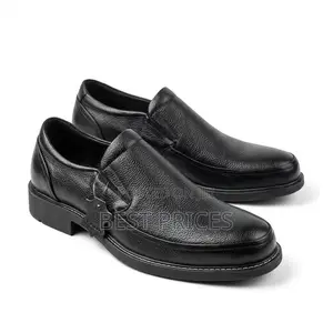 Men's Black Pebbled Leather Slip-On Shoes with Chunky Sole