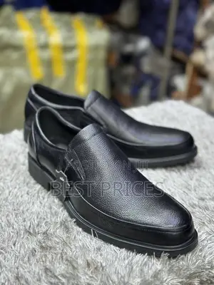 Men's Black Pebbled Leather Slip-On Shoes with Chunky Sole